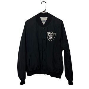Vintage Oakland Raiders Jacket Mens XL Black Chalk Line USA 90s NFL Football